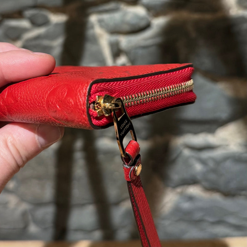 Louis Vuitton 2019 Red Empreinte Leather Zip Around Compact Wallet