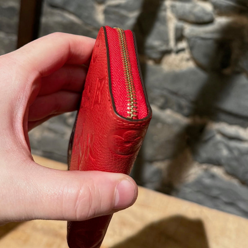 Louis Vuitton 2019 Red Empreinte Leather Zip Around Compact Wallet