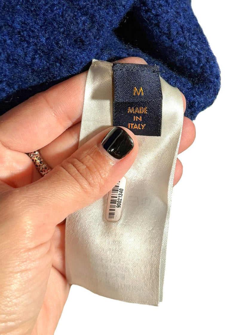 Louis Vuitton 2020 Blue Intersia White Logo Sweater