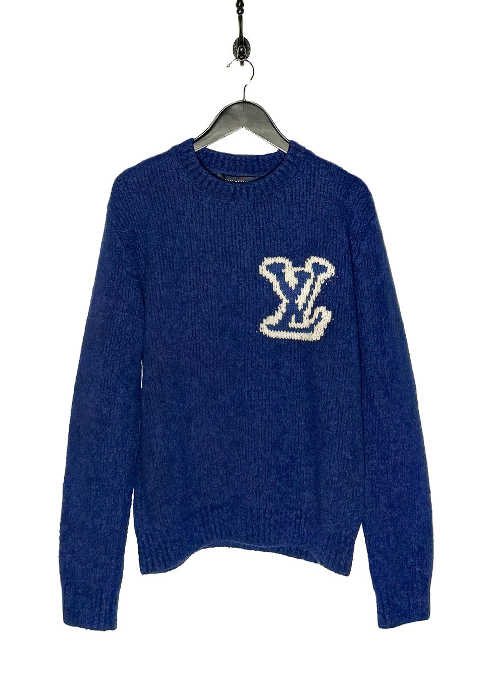 Louis Vuitton 2020 Blue Intersia White Logo Sweater
