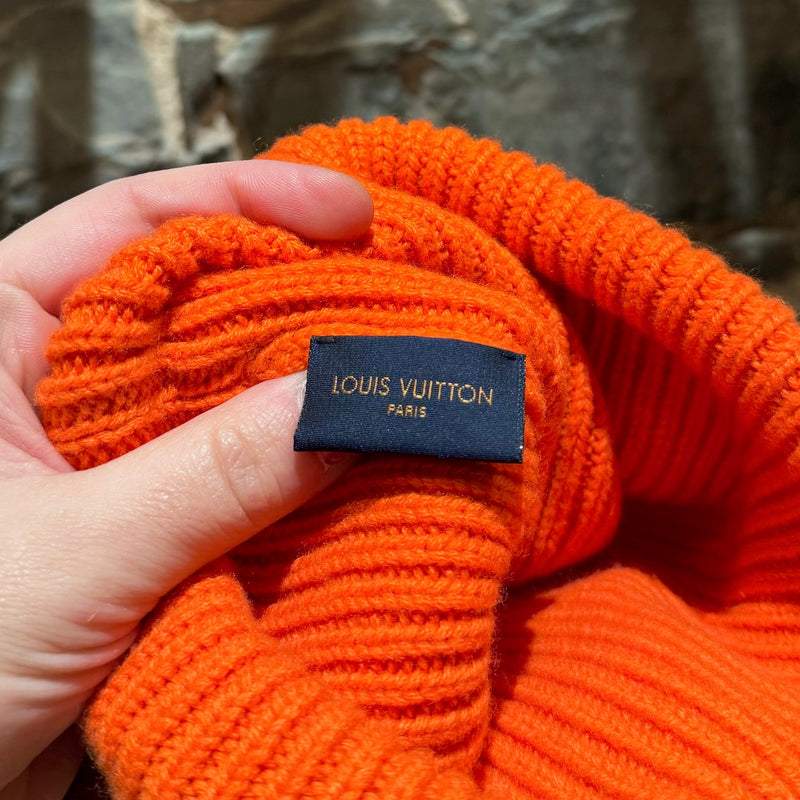 Tuque Louis Vuitton 2021 Ahead orange en cachemire