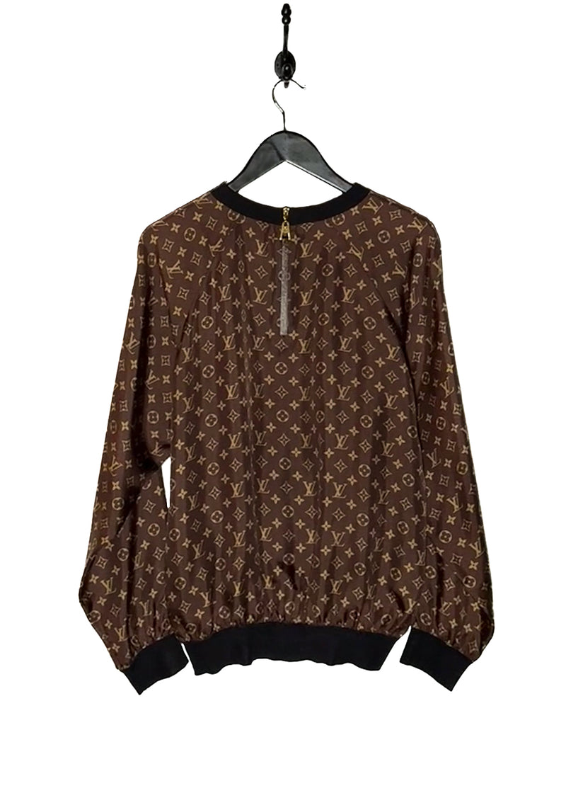 Back view of Louis Vuitton 2021 Brown Monogram Silk Sporty Sweater