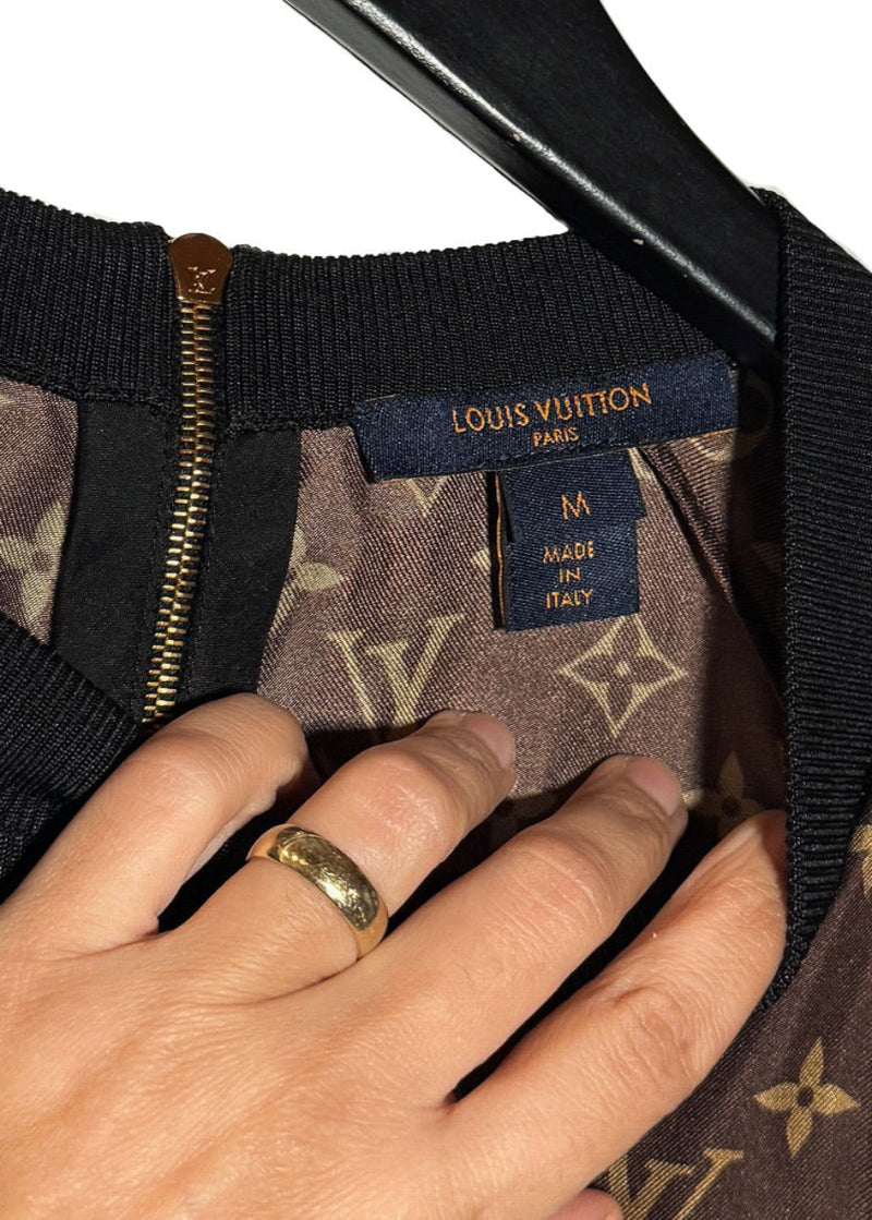 Labels of Louis Vuitton 2021 Brown Monogram Silk Sporty Sweater