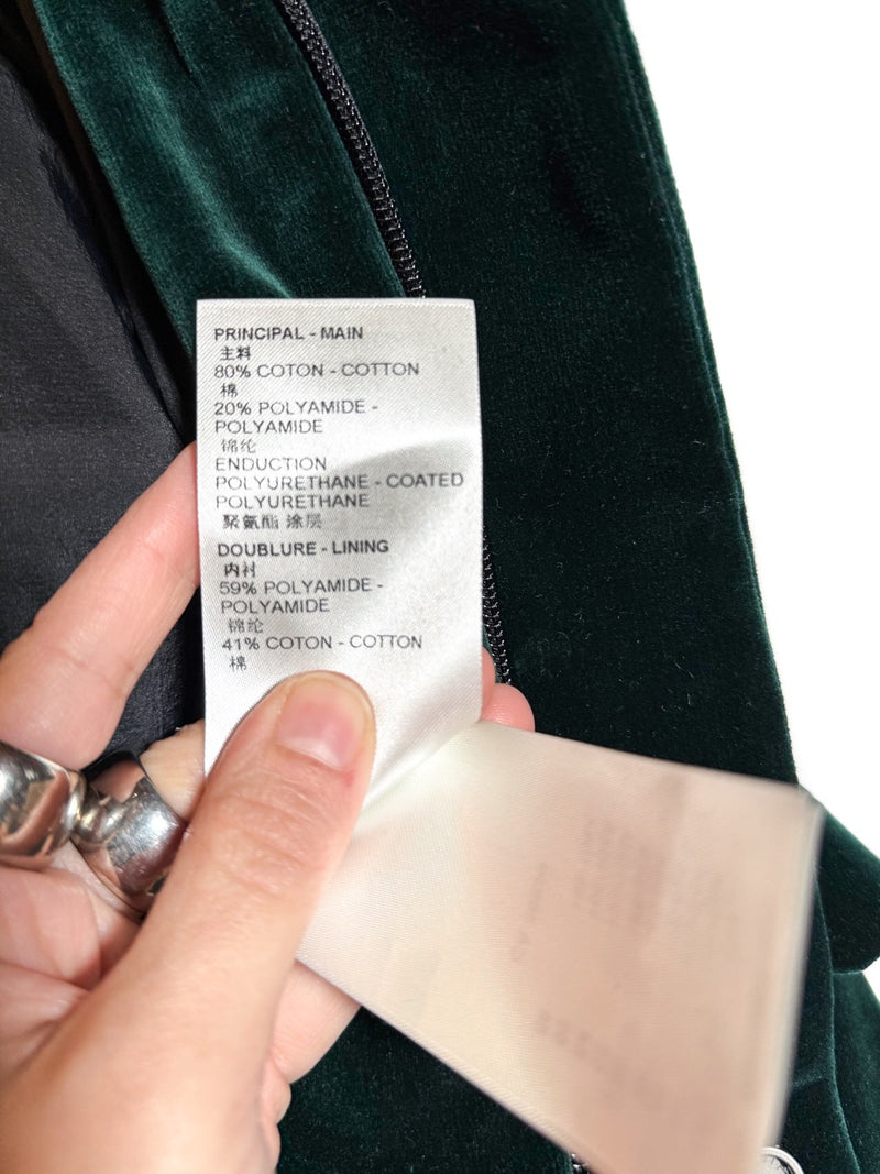 Material label of Louis Vuitton 2022 Colorblock Green Technical Tape Velvet Windbreaker Jacket