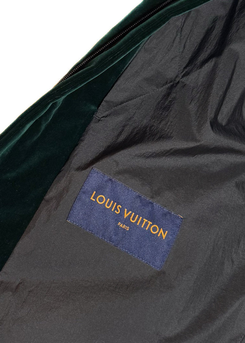 Branded patch of Louis Vuitton 2022 Colorblock Green Technical Tape Velvet Windbreaker Jacket