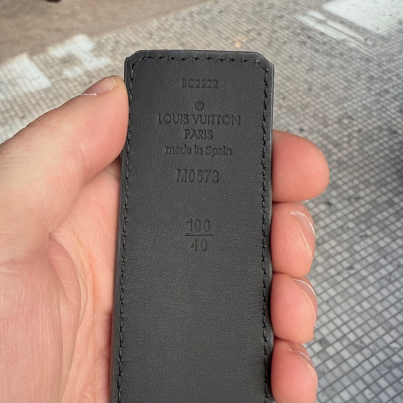 Stamps of Louis Vuitton 2022 Grey Taurillon Monogram Flower LV Shape Reversible Belt