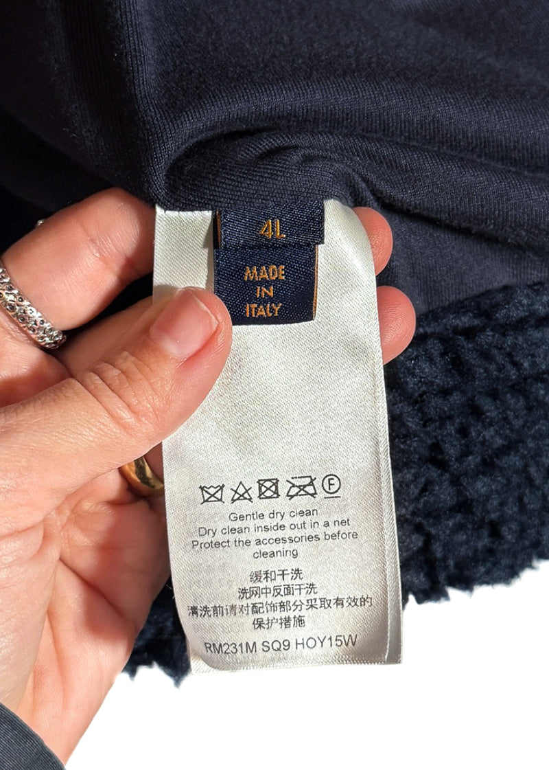 Louis Vuitton 2023 Navy Blue Green Camo Monogram Fleece Zip-up Jacket