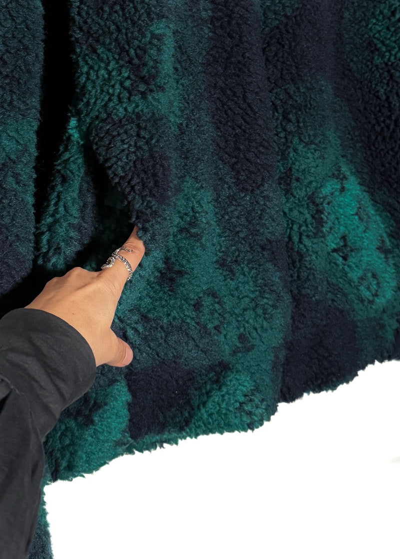 Louis Vuitton 2023 Navy Blue Green Camo Monogram Fleece Zip-up Jacket