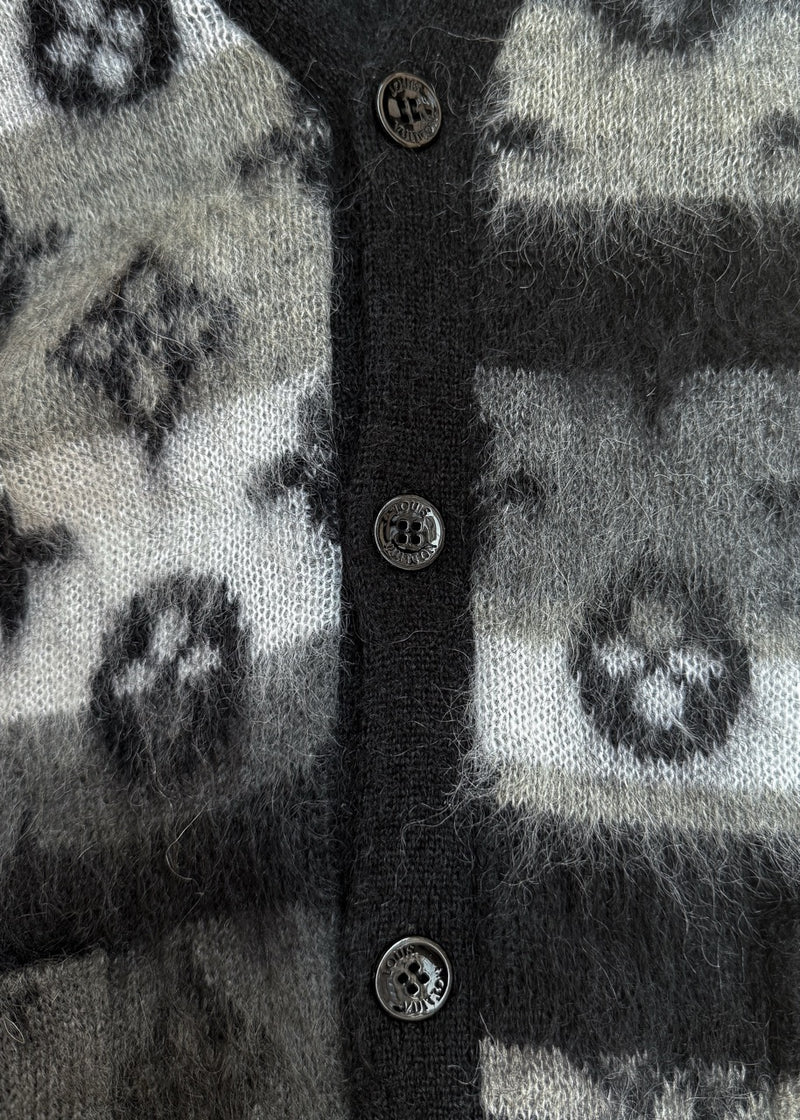 Closure of Louis Vuitton 2024 Grey LV Monogram Mohair Cardigan