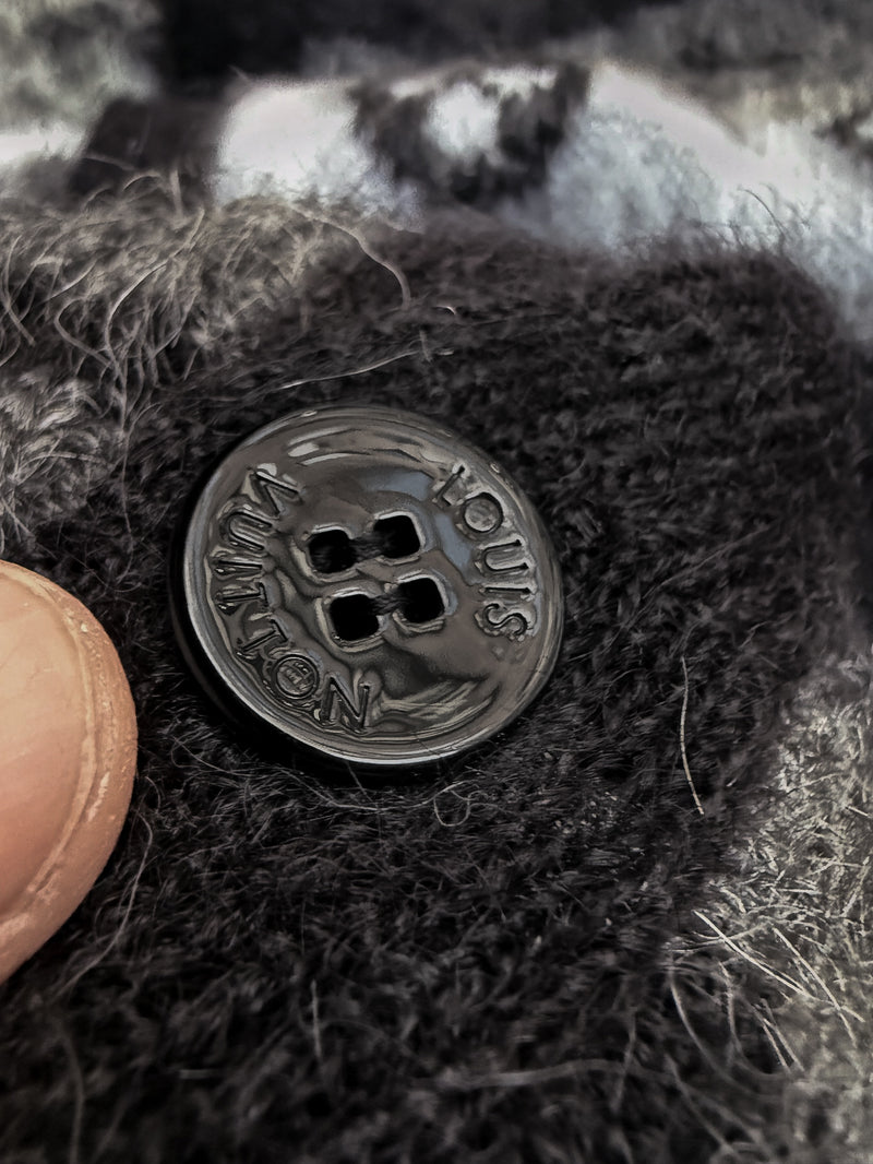 Branded button of Louis Vuitton 2024 Grey LV Monogram Mohair Cardigan