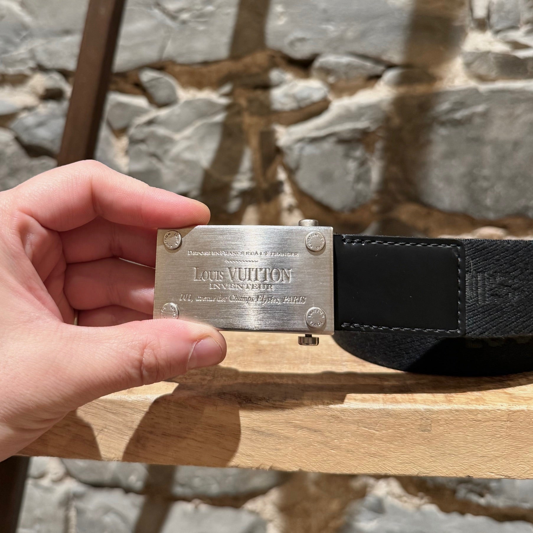 Louis Vuitton Bengal Inventeur Black Nylon Logo Belt – Boutique