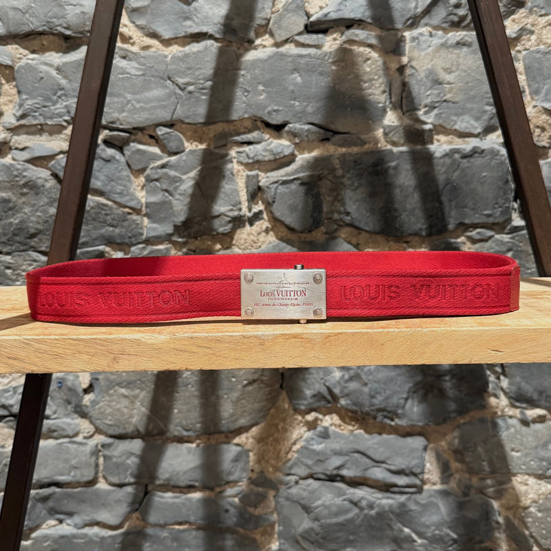 Louis Vuitton Bengal Inventeur Red Nylon Logo Belt