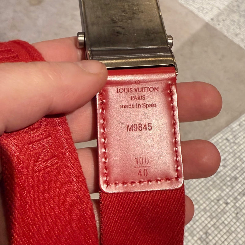 Louis Vuitton Bengal Inventeur Red Nylon Logo Belt