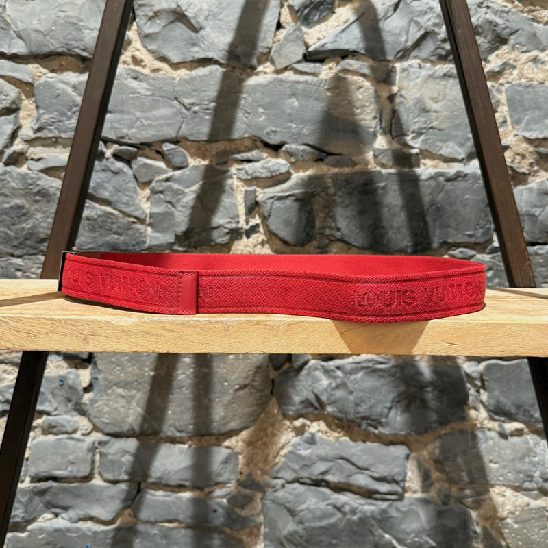 Louis Vuitton Bengal Inventeur Red Nylon Logo Belt