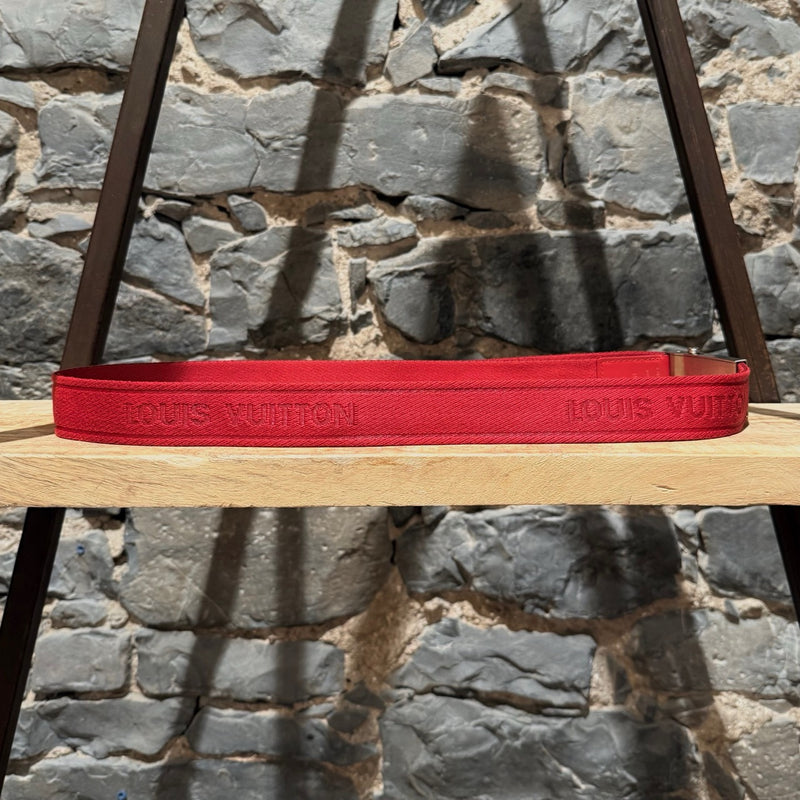 Louis Vuitton Bengal Inventeur Red Nylon Logo Belt