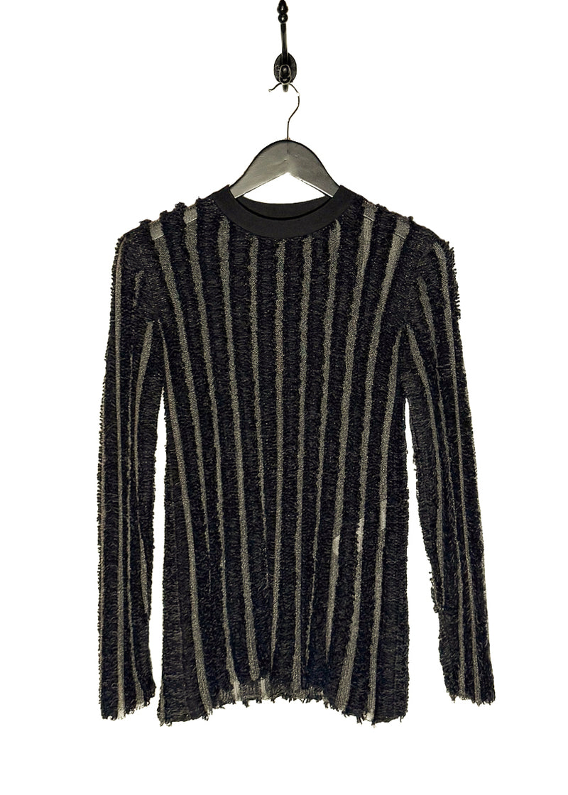 Main photo of Louis Vuitton 2015 Black Wool Fringe Mesh Stripe Sweater