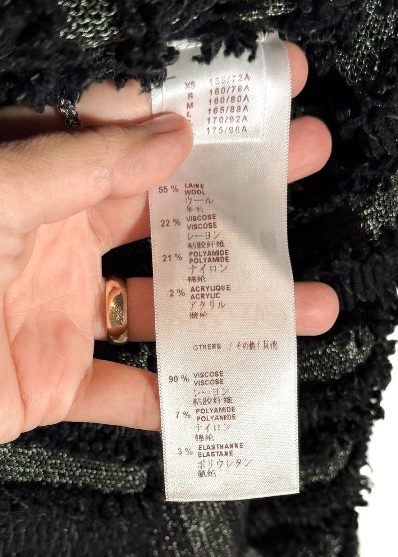 Labels of Louis Vuitton 2015 Black Wool Fringe Mesh Stripe Sweater