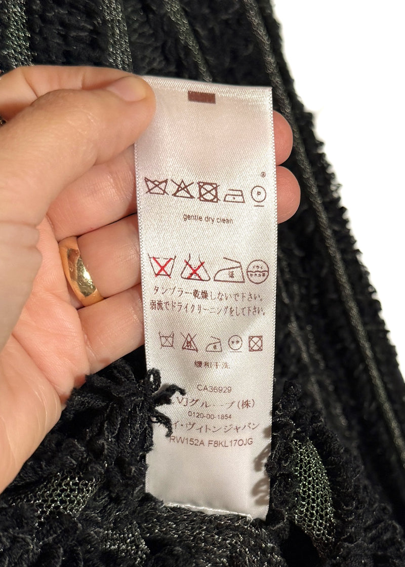 Labels of Louis Vuitton 2015 Black Wool Fringe Mesh Stripe Sweater