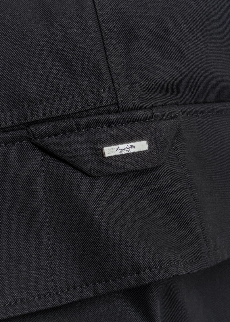 Branded detail of Louis Vuitton Black LVSE Cotton Linen Soft Cargo Bermuda Shorts