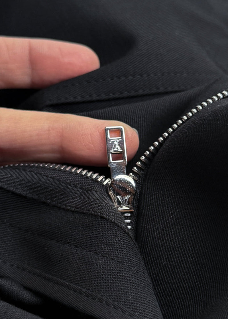 Branded zipper pull of Louis Vuitton Black LVSE Cotton Linen Soft Cargo Bermuda Shorts