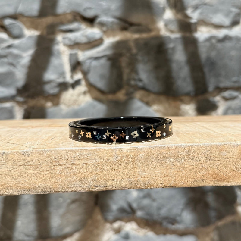 Louis Vuitton Black Inclusion Art Deco Bangle Bracelet
