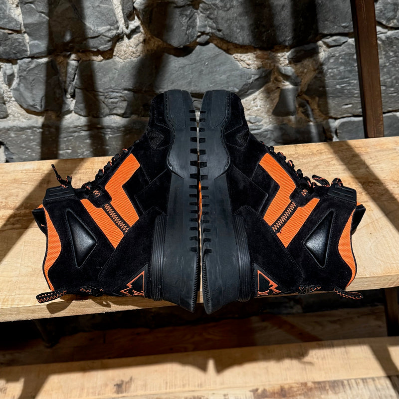 Louis Vuitton Black Neon Orange Suede Hiking Boots