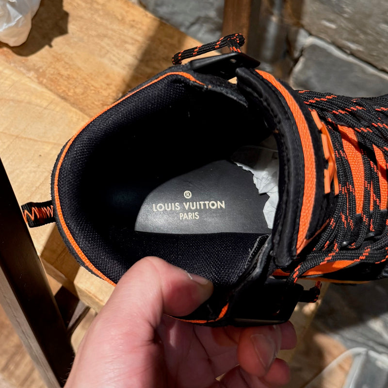 Louis Vuitton Black Neon Orange Suede Hiking Boots