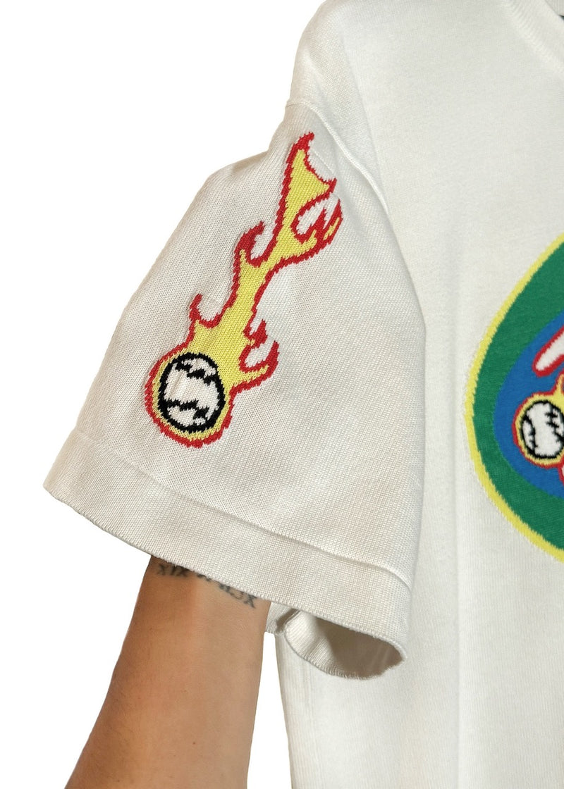 Sleeve of Louis Vuitton Burning Baseball Intersia Graphic Logo Knit T-shirt