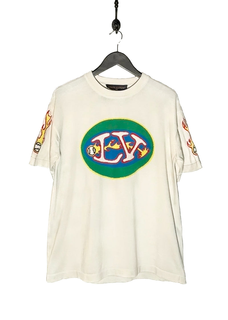 Main photo of Louis Vuitton Burning Baseball Intersia Graphic Logo Knit T-shirt