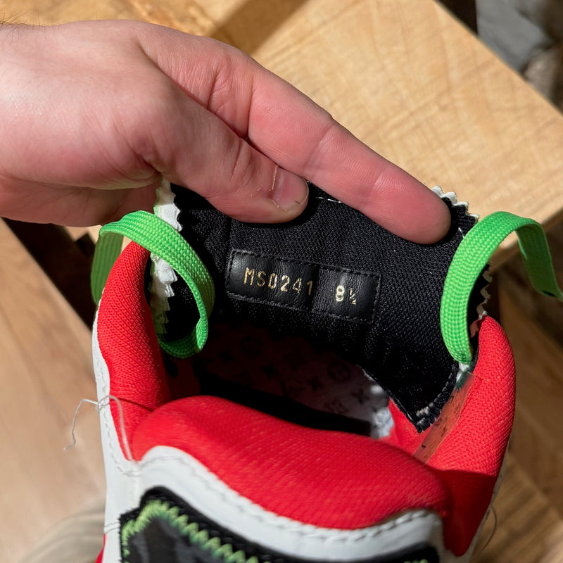 Size patch of Louis Vuitton FW21 White Soho Exclusive Upcycled Trainer Sneakers