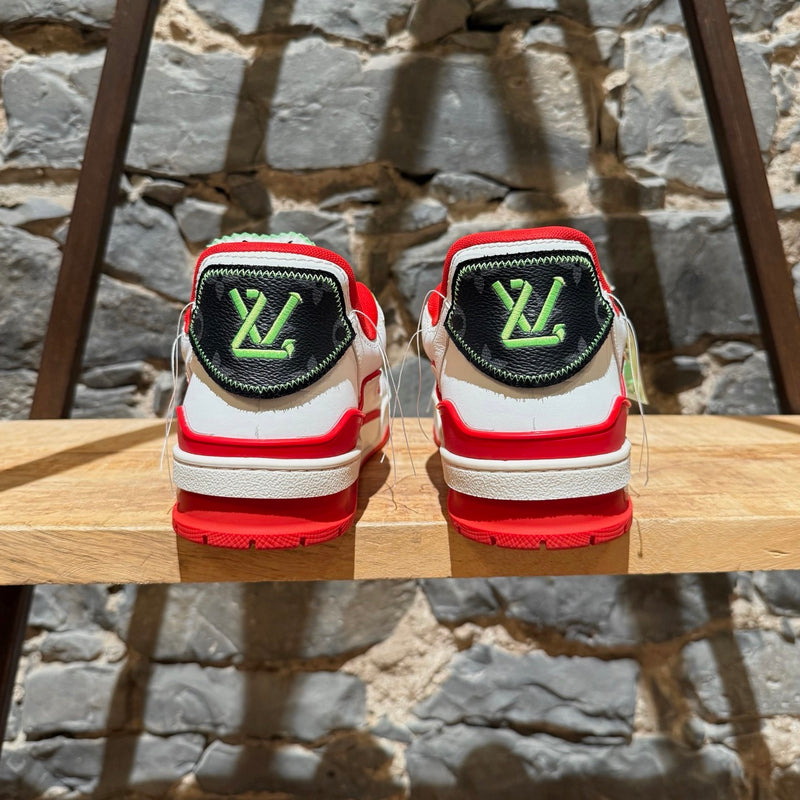 Back view of Louis Vuitton FW21 White Soho Exclusive Upcycled Trainer Sneakers