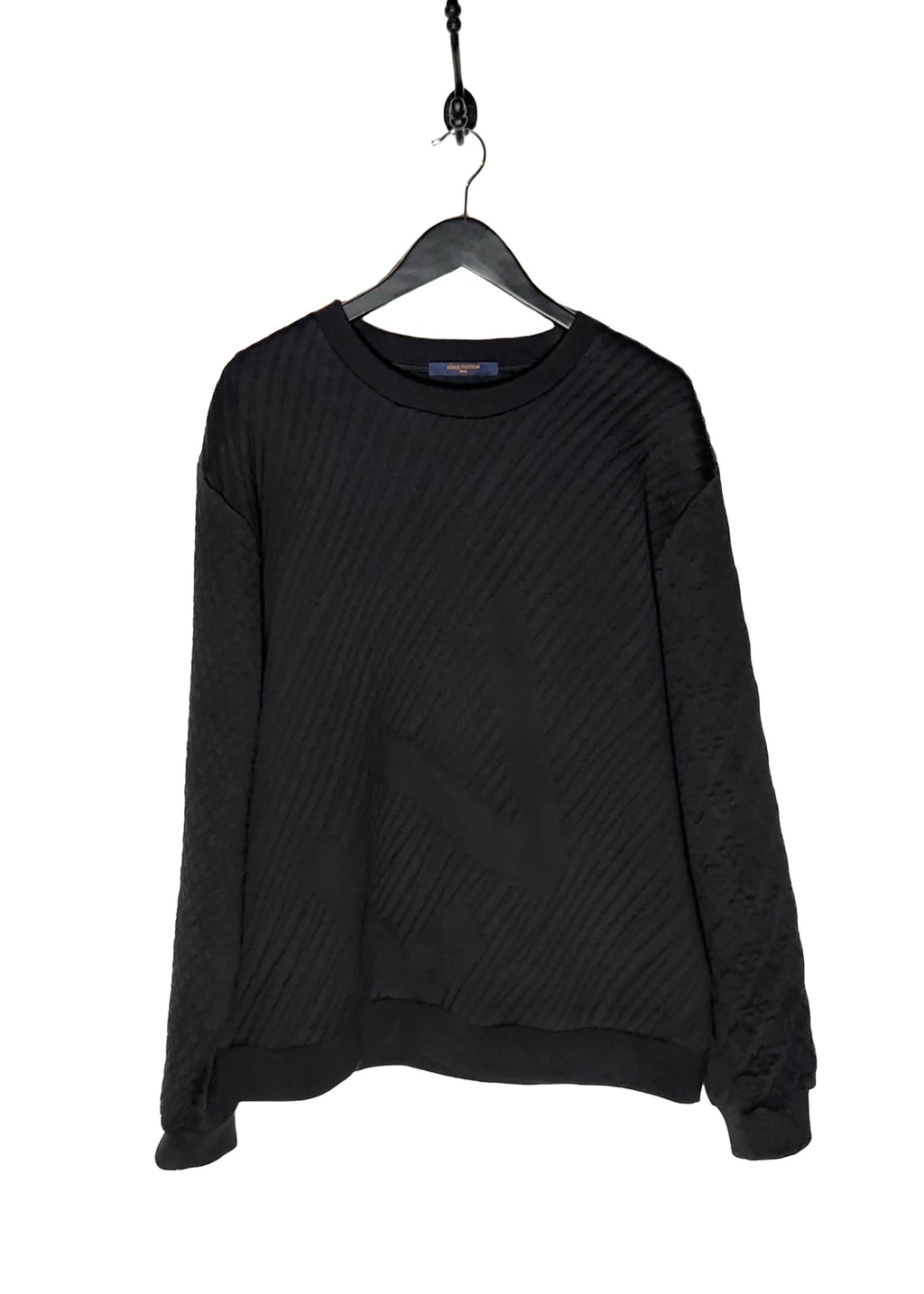 Main photo of Louis Vuitton FW22 Black Quilted Logo Stripe Pattern Sweatshirt