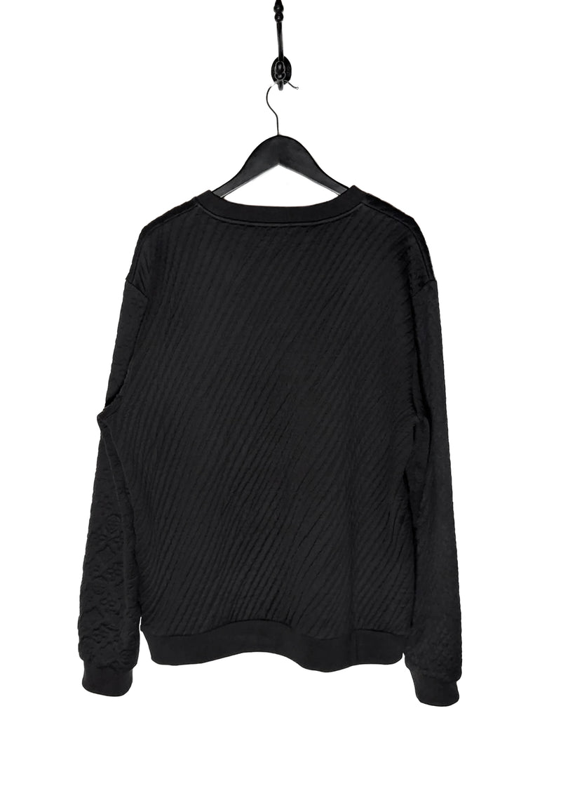 back of Louis Vuitton FW22 Black Quilted Logo Stripe Pattern Sweatshirt