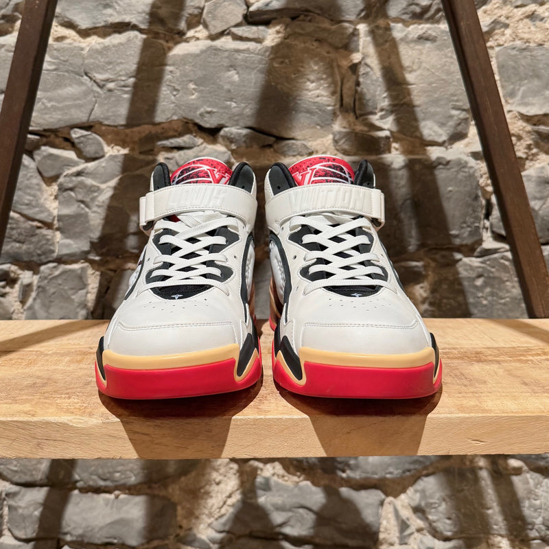 Front view of Louis Vuitton FW22 White Red Trainer 2 Basketball Sneakers