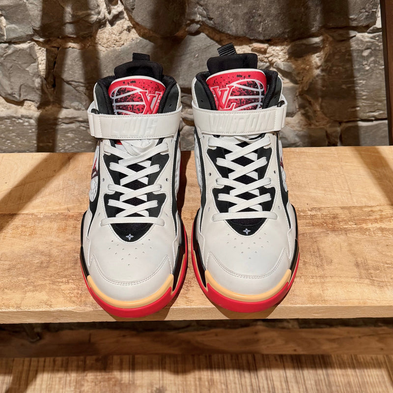 Top view of Louis Vuitton FW22 White Red Trainer 2 Basketball Sneakers