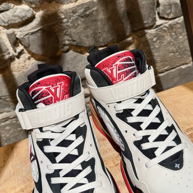 Top view of Louis Vuitton FW22 White Red Trainer 2 Basketball Sneakers