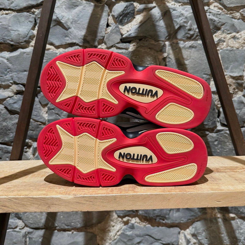 Branded outsole of Louis Vuitton FW22 White Red Trainer 2 Basketball Sneakers