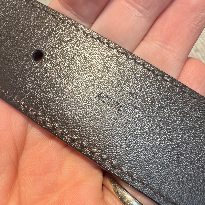 Louis Vuitton Grey Taiga Glacier LV Buckle 35 Belt