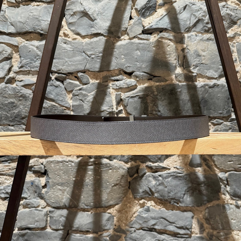 Louis Vuitton Grey Taiga Glacier LV Buckle 35 Belt