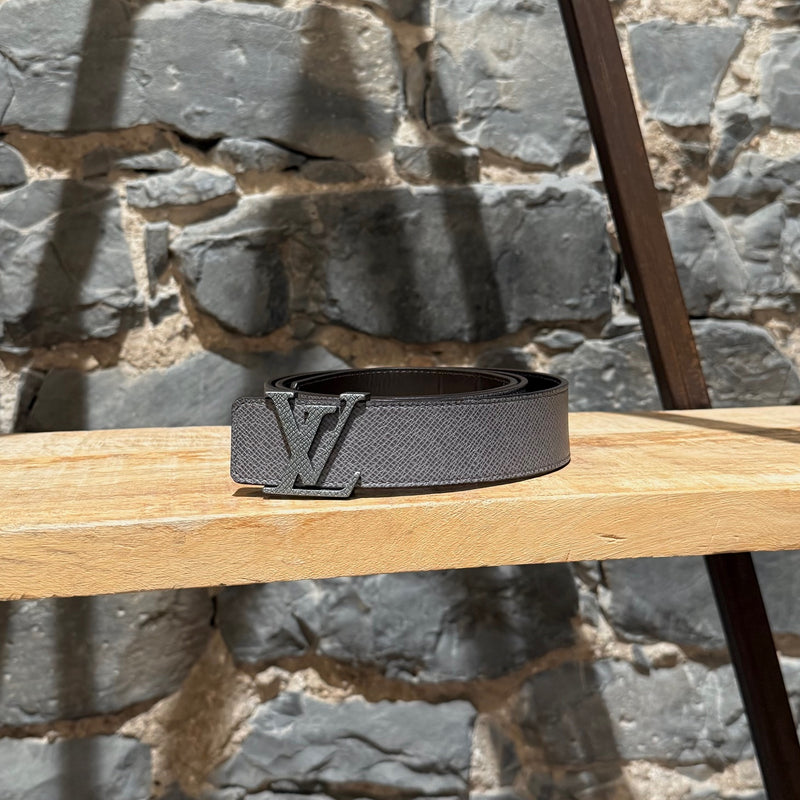 Louis Vuitton Grey Taiga Glacier LV Buckle 35 Belt