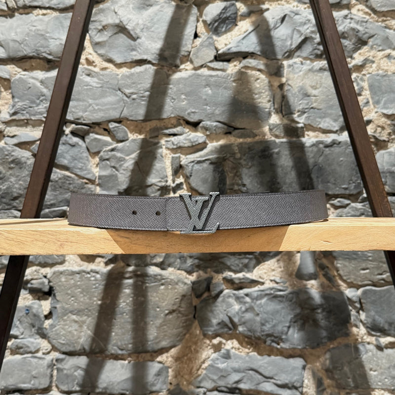 Louis Vuitton Grey Taiga Glacier LV Buckle 35 Belt