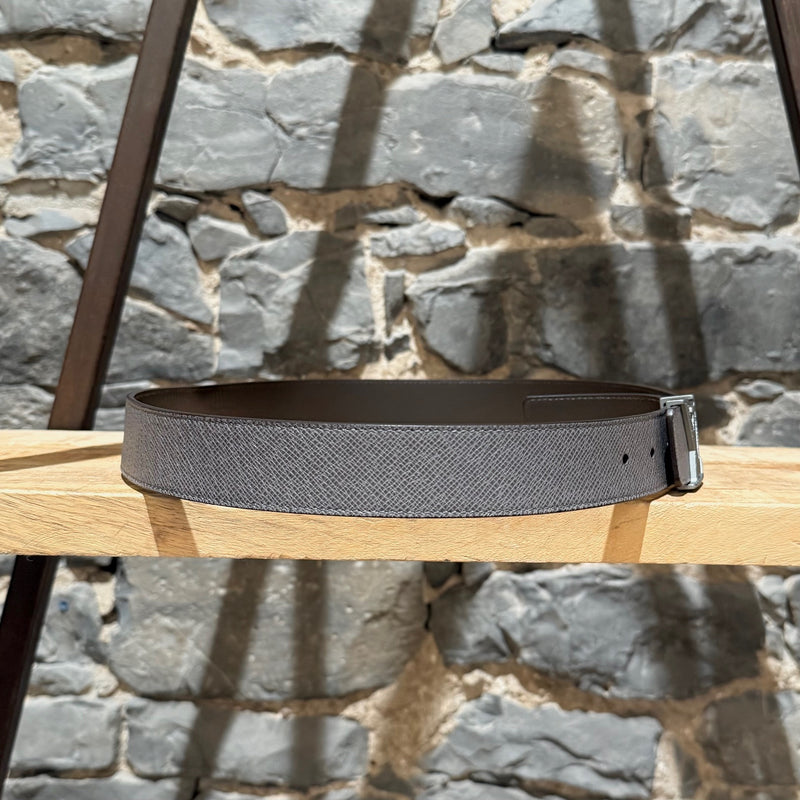 Louis Vuitton Grey Taiga Glacier LV Buckle 35 Belt