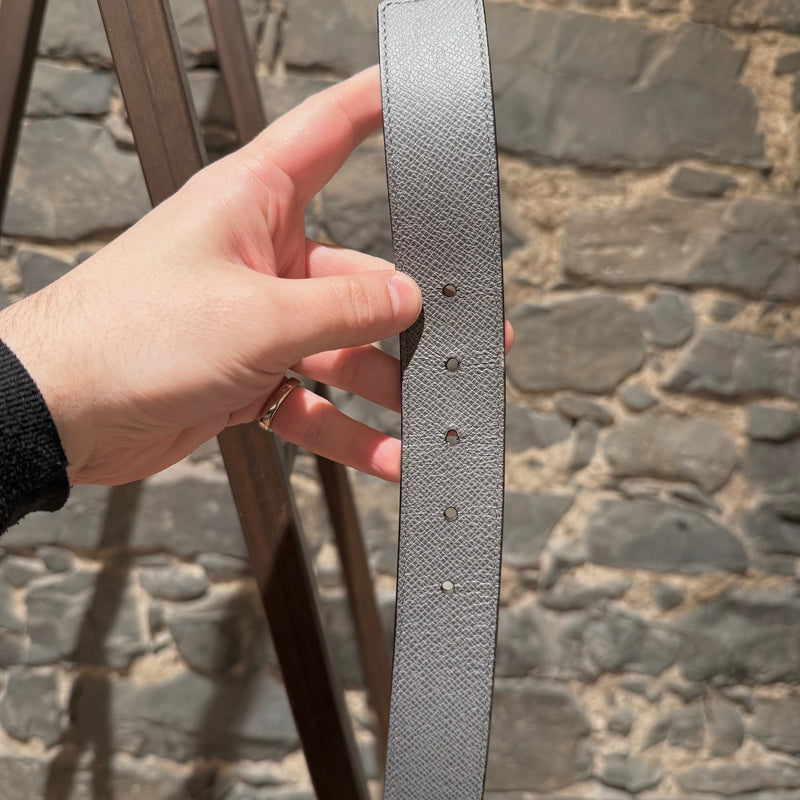 Louis Vuitton Grey Taiga Glacier LV Buckle 35 Belt