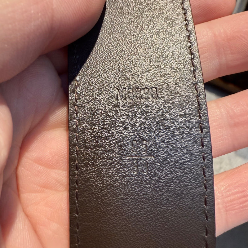 Louis Vuitton Grey Taiga Glacier LV Buckle 35 Belt