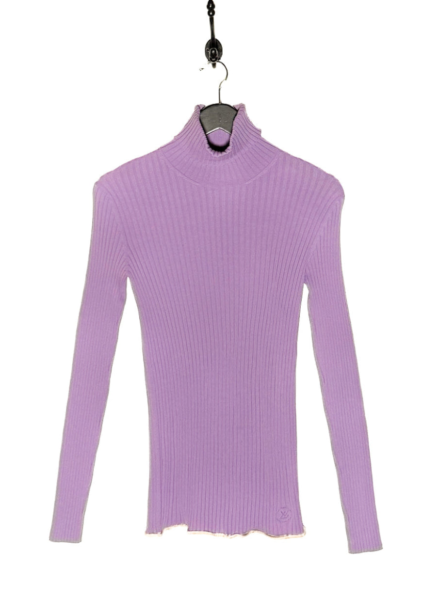 Main photo of Louis Vuitton Lavender Purple LV Logo Ribbed Turtleneck Sweater