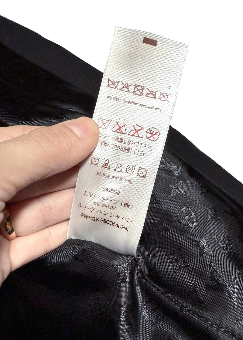 Care label of Louis Vuitton Leather Trim Black Wool Coat