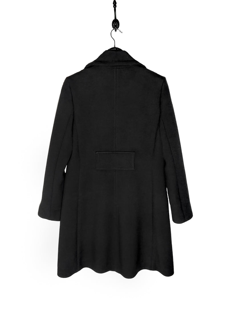 Back of Louis Vuitton Leather Trim Black Wool Coat