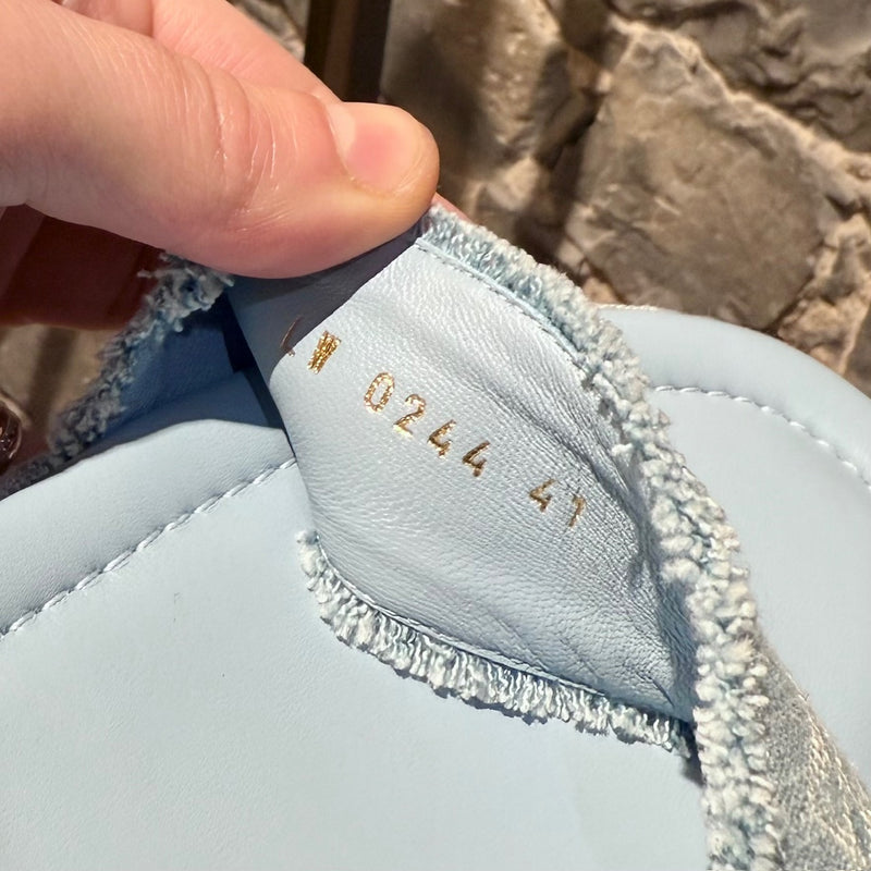 Louis Vuitton Light Blue Denim Monogram Maya Platform Sandals