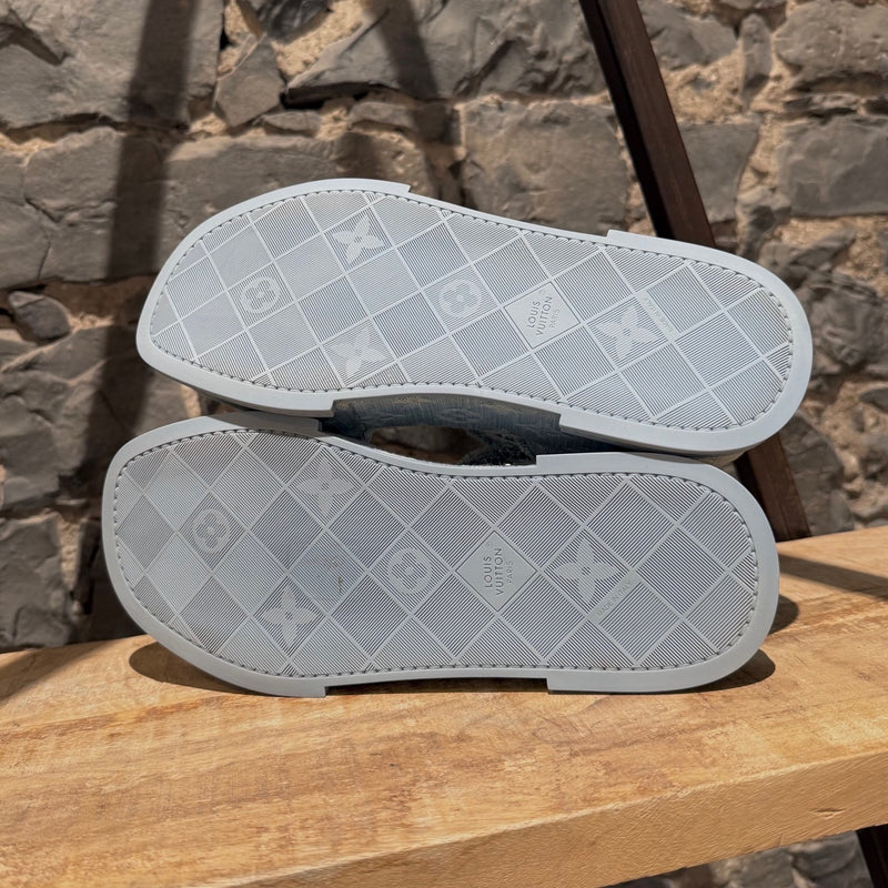 Louis Vuitton Light Blue Denim Monogram Maya Platform Sandals