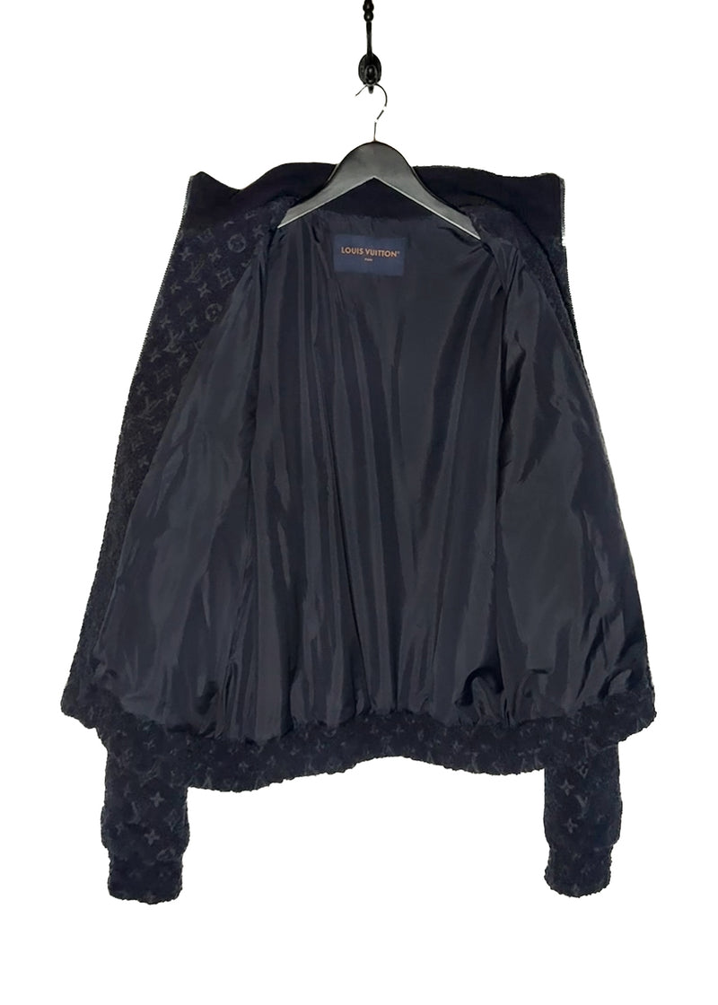 Interior of Louis Vuitton Navy Blue Monogram Bouclette Zipped Blouson Jacket